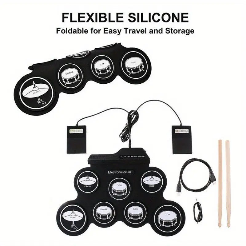 NNETM Foldable USB Electronic Drum Set with Pads NNETM