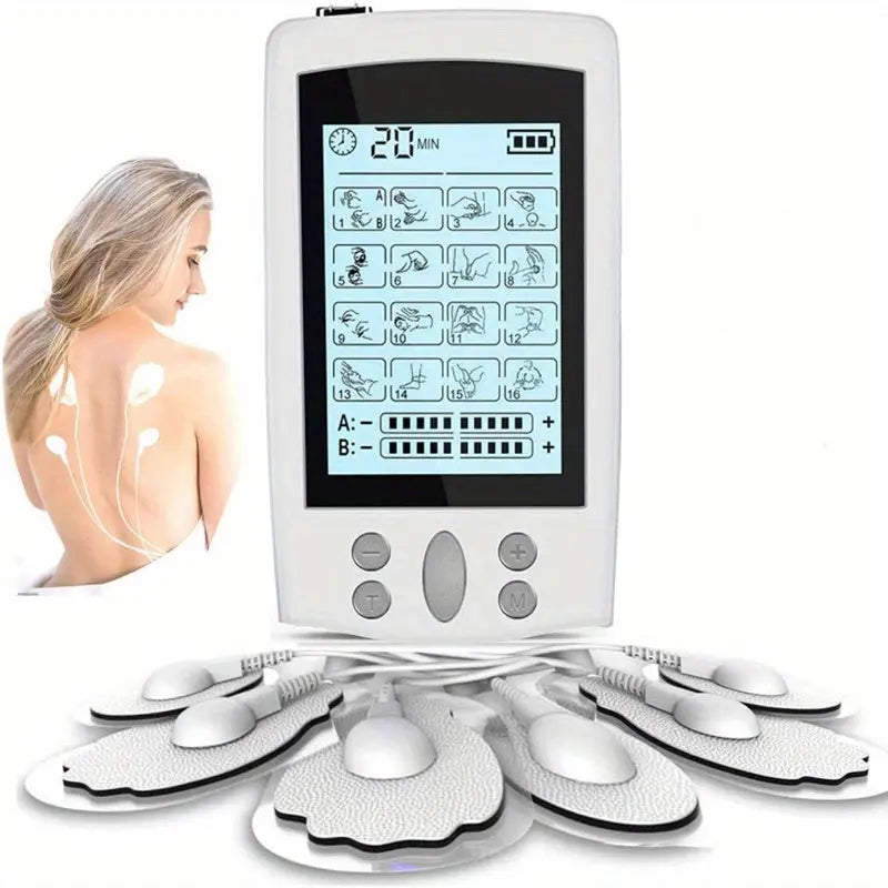 16-Mode Electric Massager - Dual Output EMS & TENS(White) TM