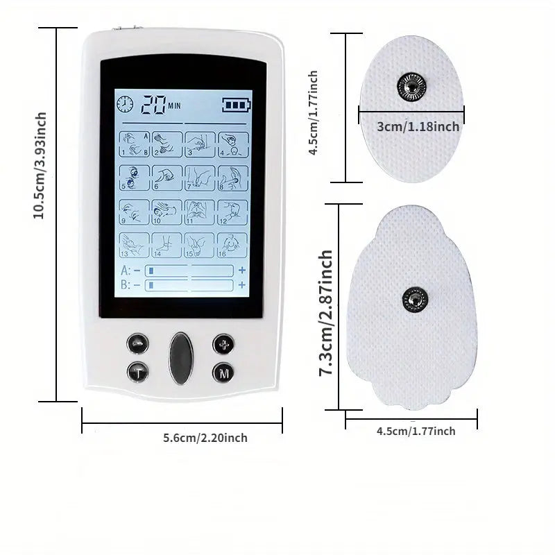 16-Mode Electric Massager - Dual Output EMS & TENS(White) TM
