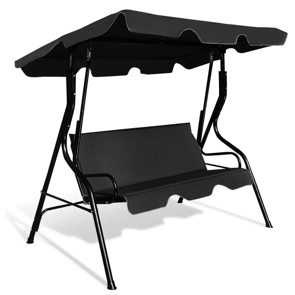 NNECW 3 Seat Outdoor Patio Swing Chair with Adjustable Canopy for Backyard/Balcony NNECW