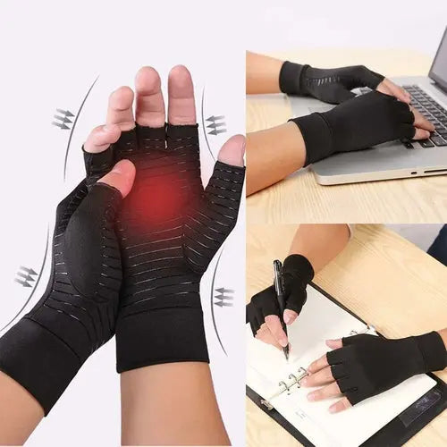 Compression Arthritis Glove Unisex Joint Pain Relief Half Finger Brace ANI VITALS