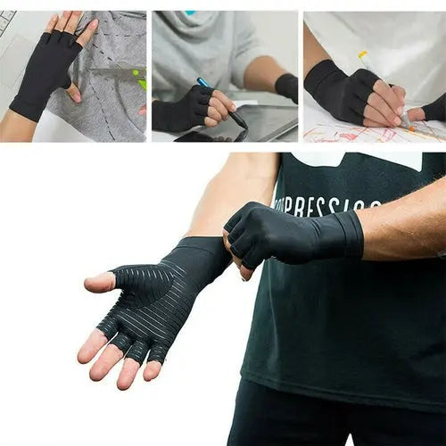Compression Arthritis Glove Unisex Joint Pain Relief Half Finger Brace ANI VITALS