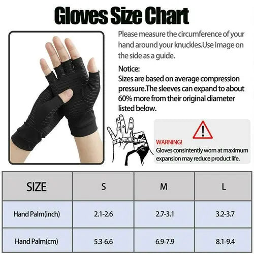 Compression Arthritis Glove Unisex Joint Pain Relief Half Finger Brace ANI VITALS
