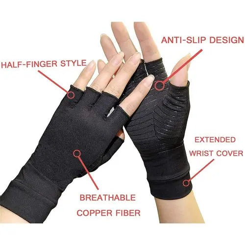 Compression Arthritis Glove Unisex Joint Pain Relief Half Finger Brace ANI VITALS
