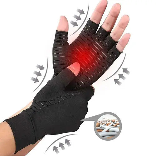 Compression Arthritis Glove Unisex Joint Pain Relief Half Finger Brace ANI VITALS