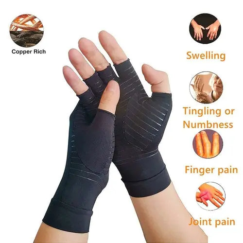 Compression Arthritis Glove Unisex Joint Pain Relief Half Finger Brace ANI VITALS