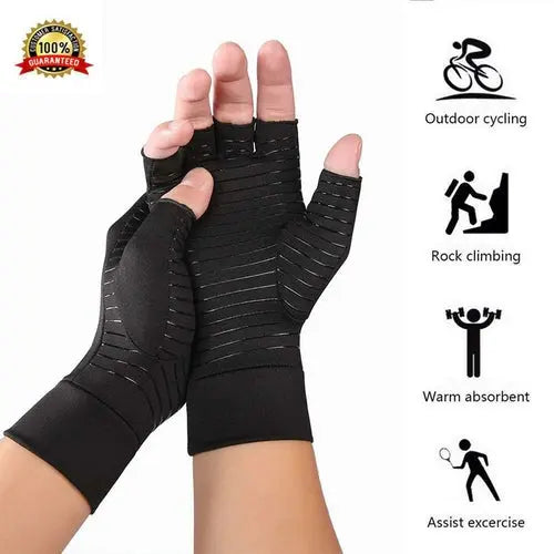 Compression Arthritis Glove Unisex Joint Pain Relief Half Finger Brace ANI VITALS
