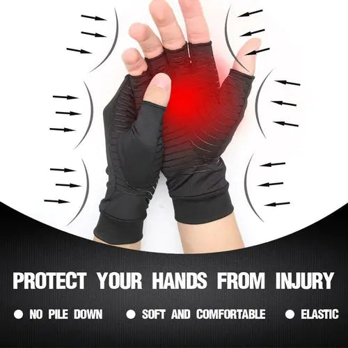 Compression Arthritis Glove Unisex Joint Pain Relief Half Finger Brace ANI VITALS