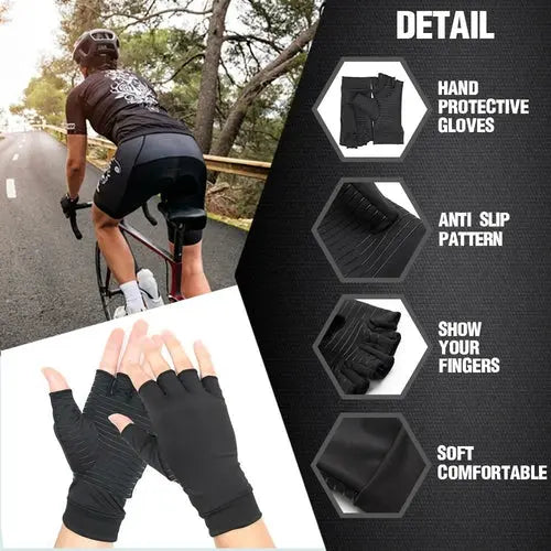 Compression Arthritis Glove Unisex Joint Pain Relief Half Finger Brace ANI VITALS
