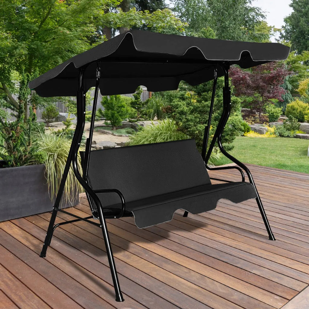 NNECW 3 Seat Outdoor Patio Swing Chair with Adjustable Canopy for Backyard/Balcony NNECW