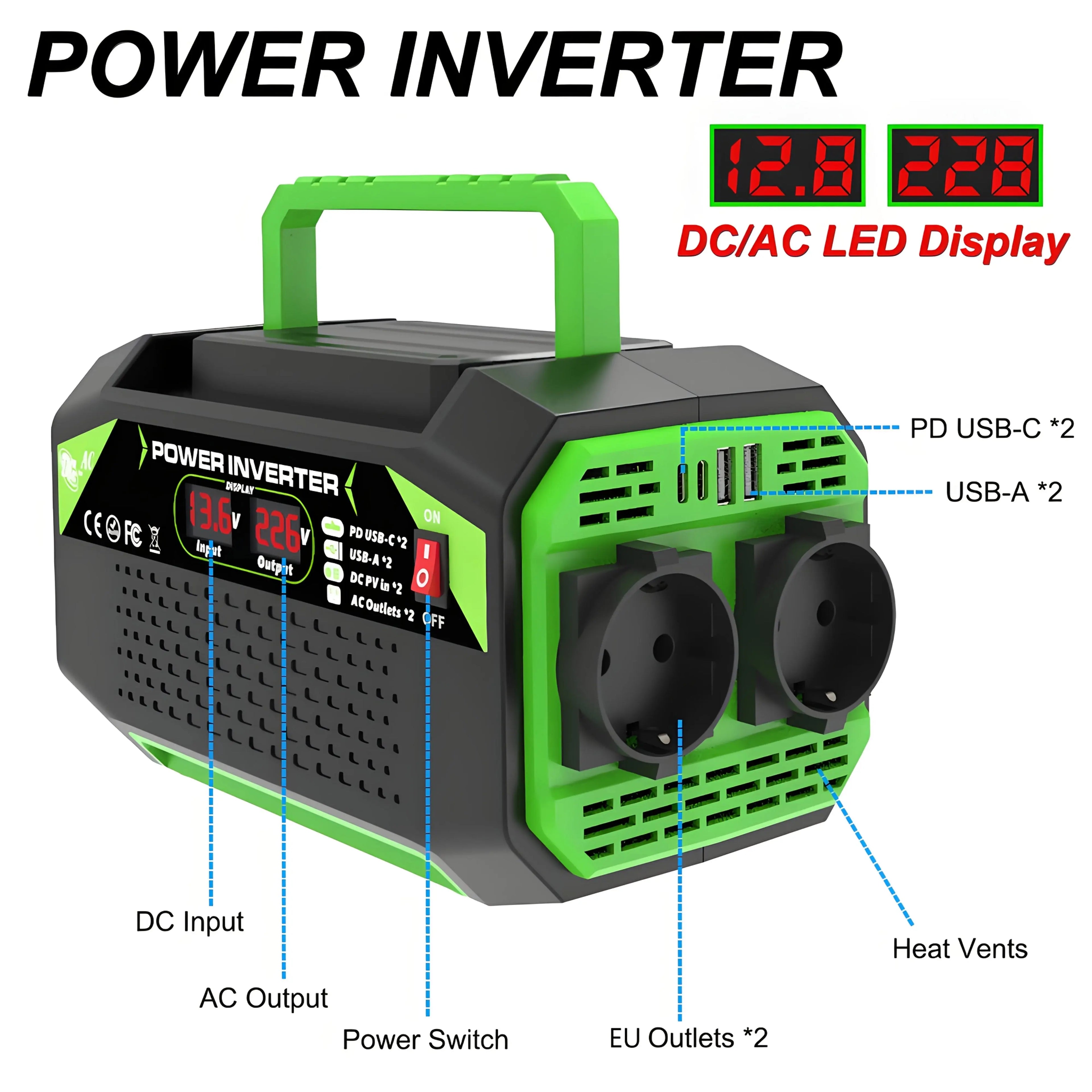 Car Power Inverter DC 12V to AC 220V TM