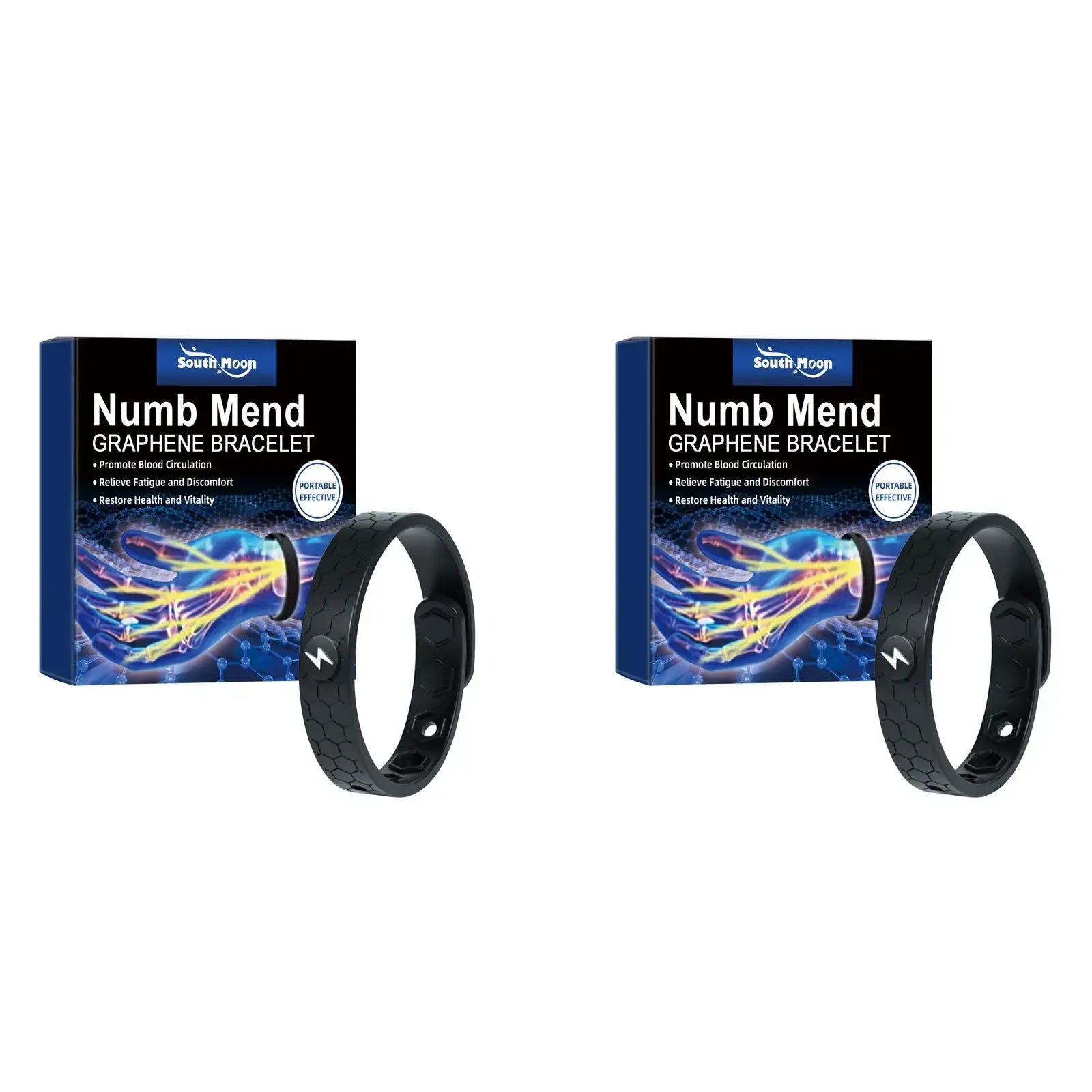 NNEOBA 2pcs Energy Therapy Bracelets Circulation Support Black NNEOBA