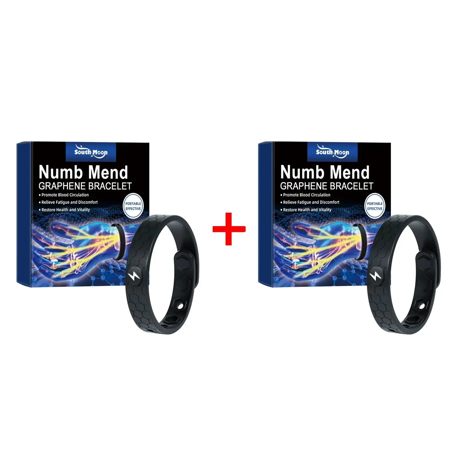 NNEOBA 2pcs Energy Therapy Bracelets Circulation Support Black NNEOBA