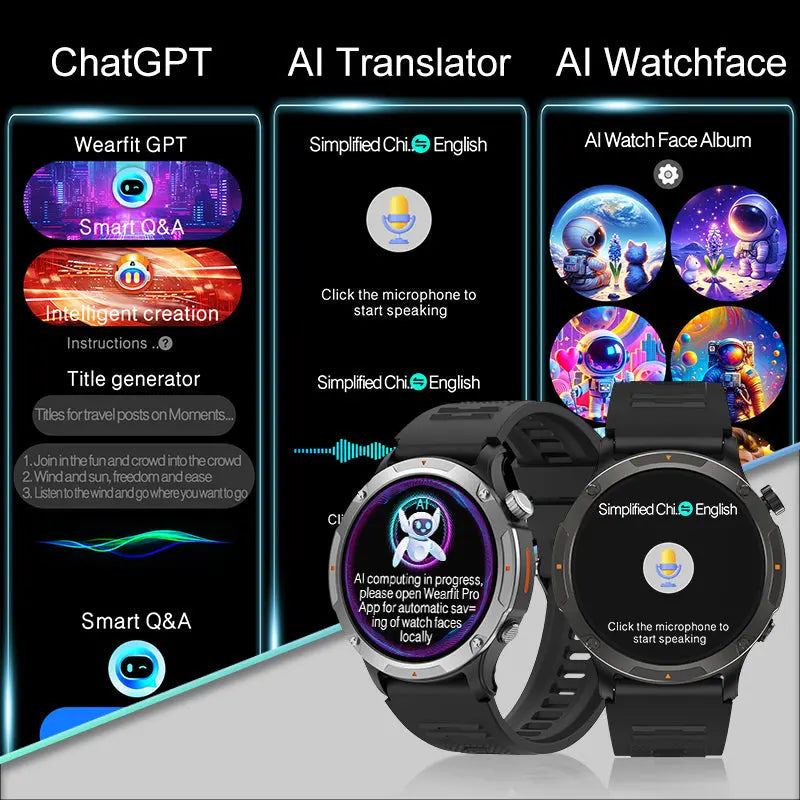 Smartwatch with GPS and AI - AI-Powered Health Coach, 24/7 Heart Rate & Sleep Tracking, 7-Day Battery WAUTTON