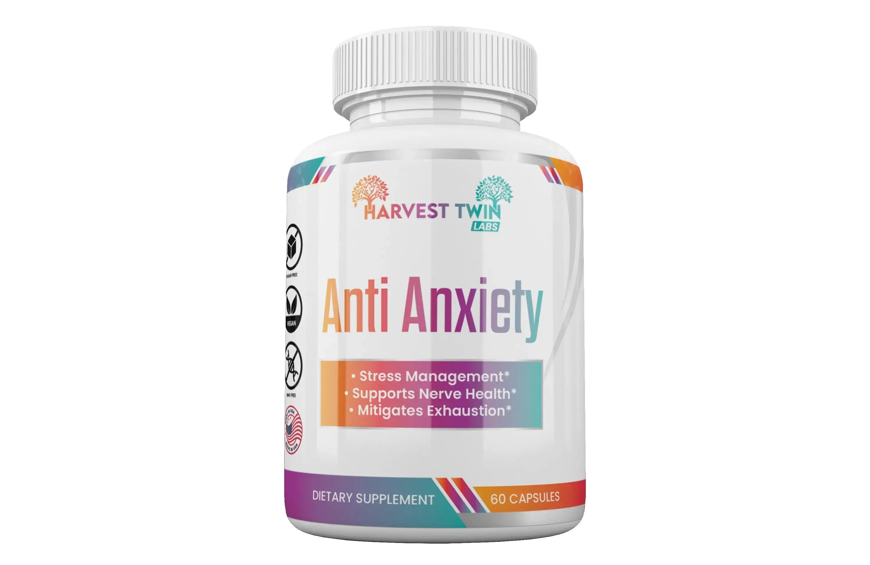 Anti-Anxiety Supplement for Stress Reduction, Cortisol Levels, Relaxation, and Mood Balance Harvest Twin Labs