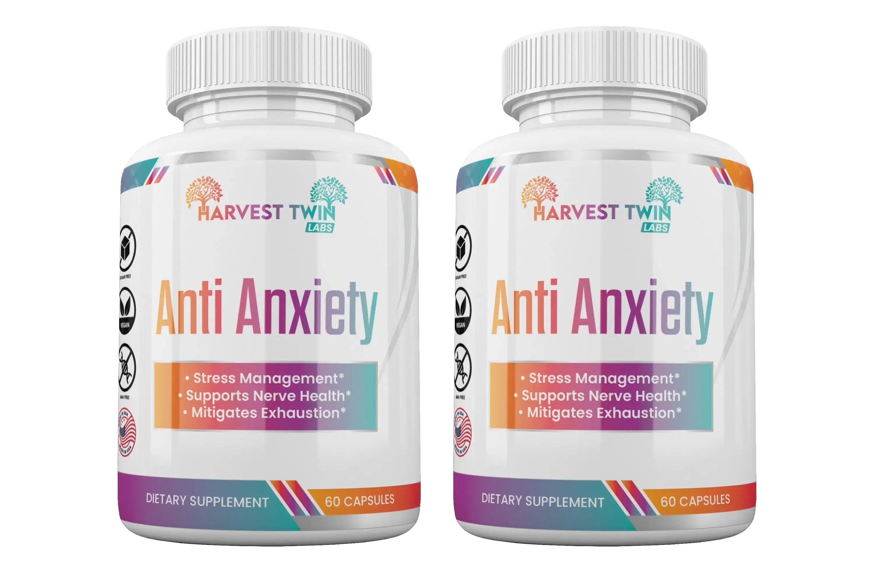 Anti-Anxiety Supplement for Stress Reduction, Cortisol Levels, Relaxation, and Mood Balance Harvest Twin Labs