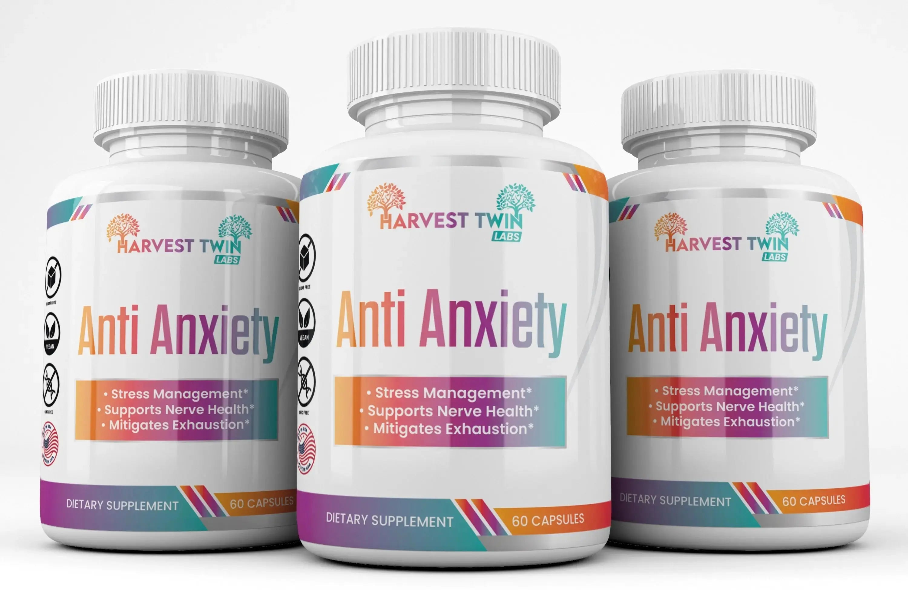 Anti-Anxiety Supplement for Stress Reduction, Cortisol Levels, Relaxation, and Mood Balance Harvest Twin Labs