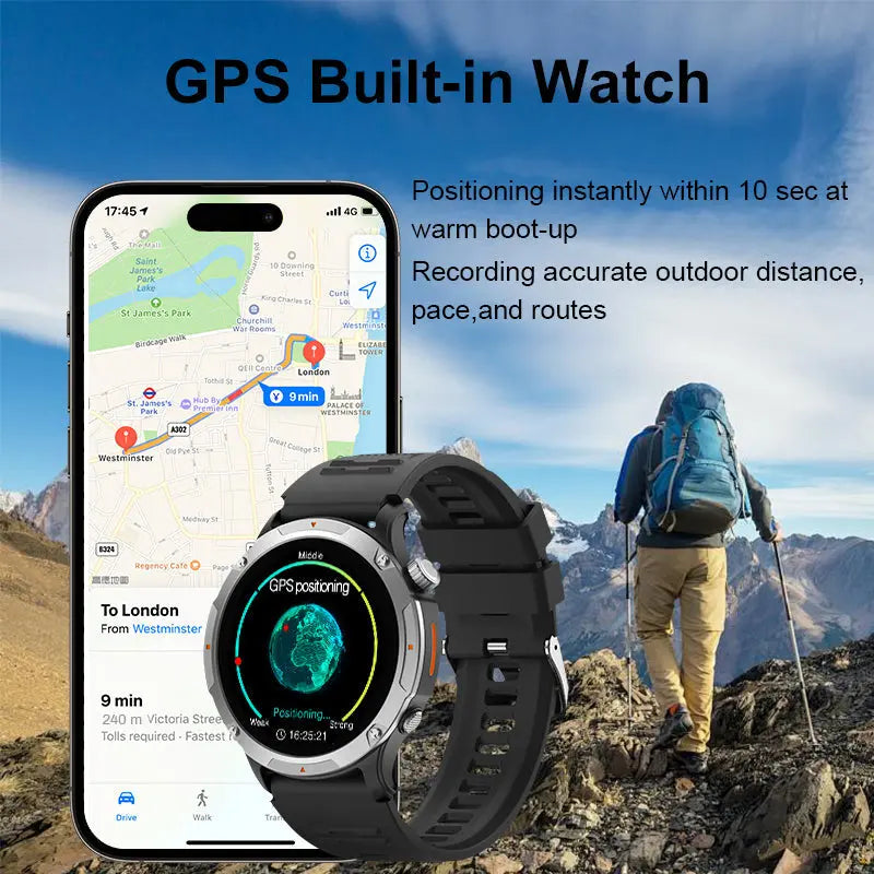Smartwatch with GPS and AI - AI-Powered Health Coach, 24/7 Heart Rate & Sleep Tracking, 7-Day Battery WAUTTON