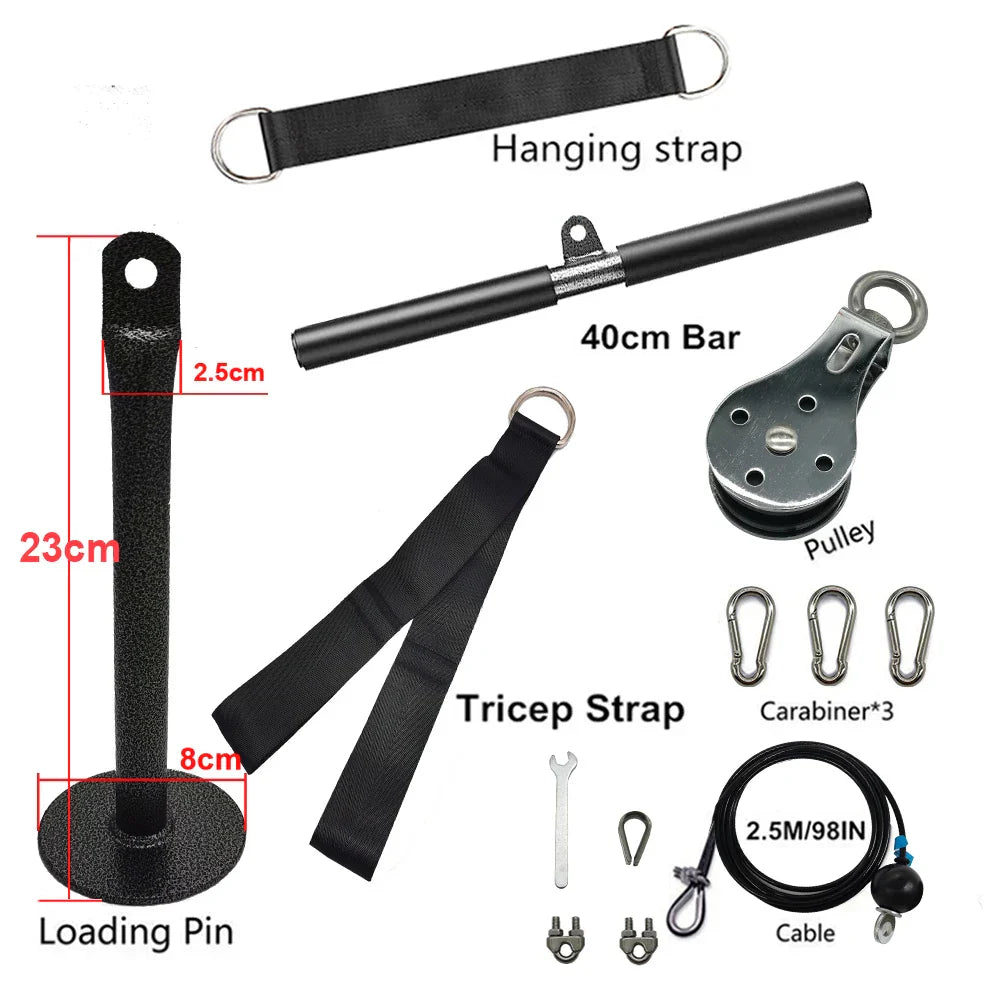 Fitness Pulley Cable Machine System Black