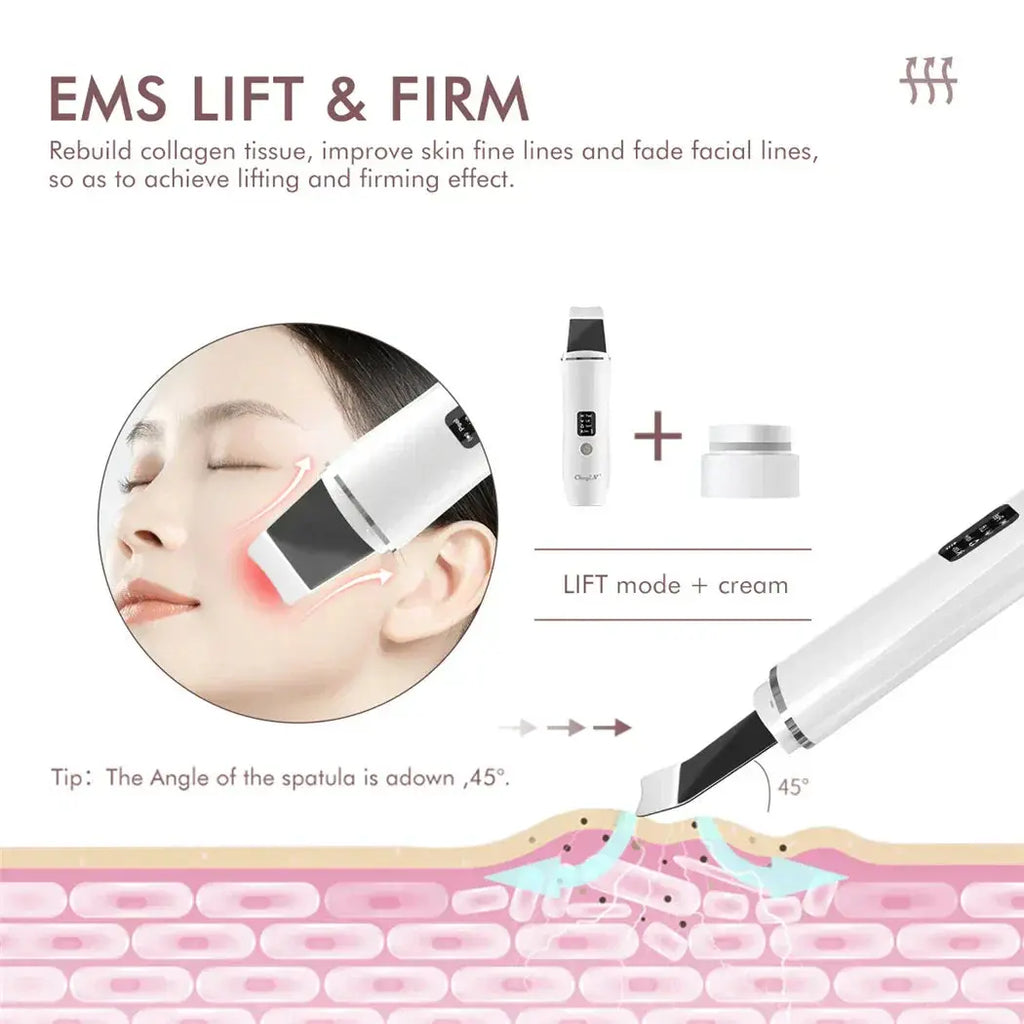 Ultrasonic Skin Scrubber, EMS Massager, LED Light Therapy Beauty - Illuminate, Lift, and Rejuvenate Your Skin OBA