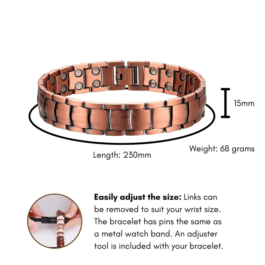 Pure Copper Magnetic Therapy Bracelet - Link Design - Copper A Better